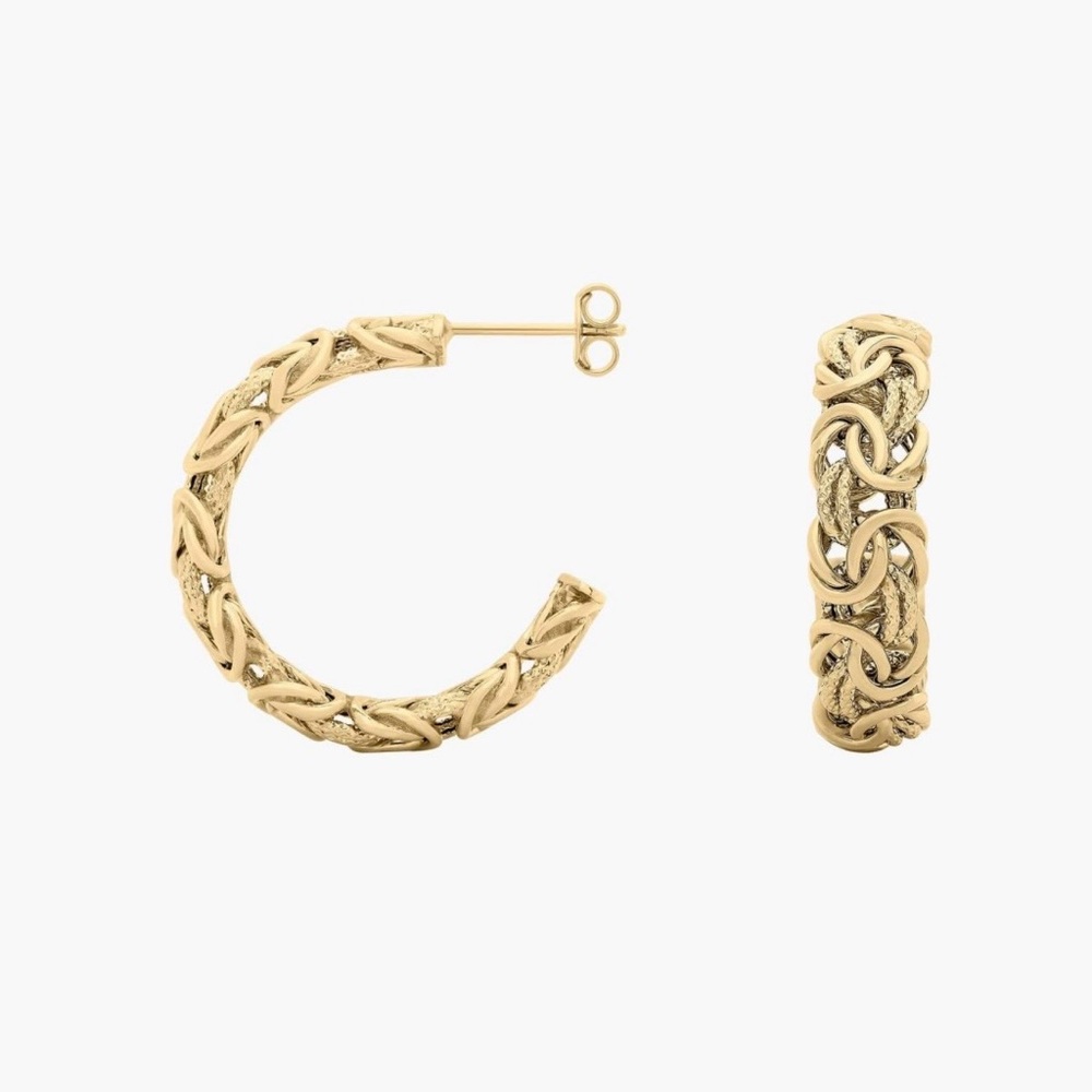 Gold Braided Hoop Earrings - Women Jewelry - Picture 6 of 9